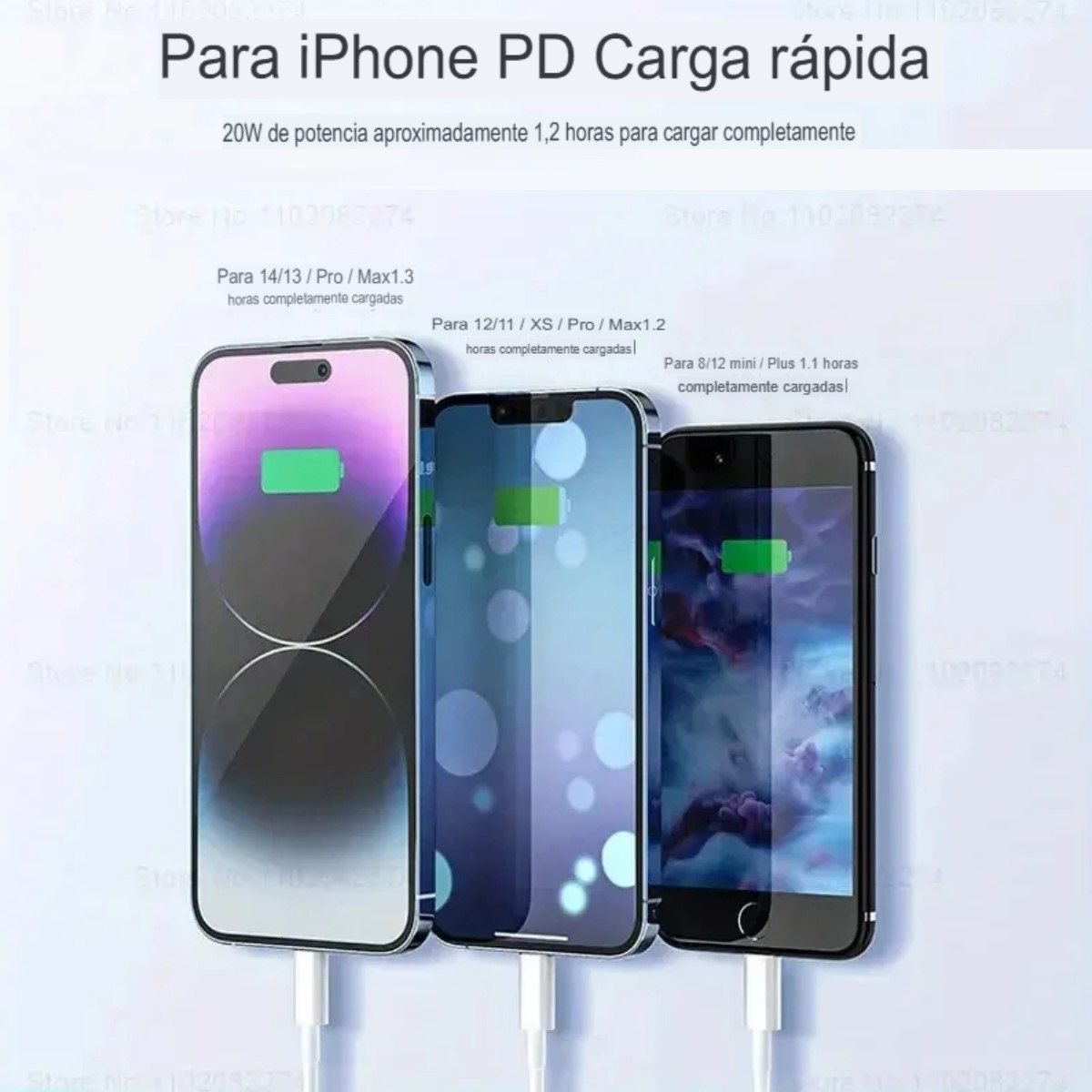 Cable de 1 metro Iphone Tipo C-Lightning Cargador 100mm carga rapida