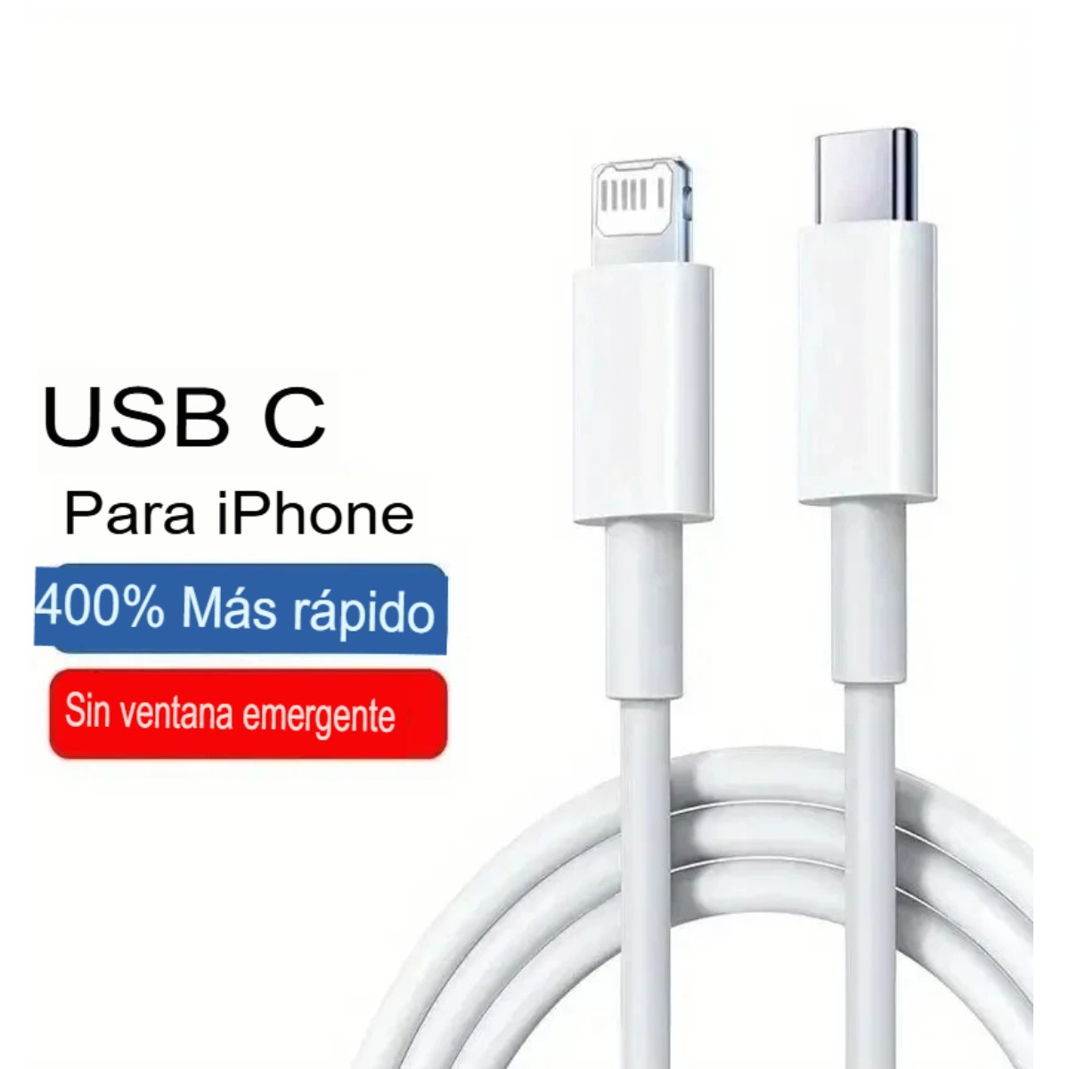 Cable de 1 metro Iphone Tipo C-Lightning Cargador 100mm carga rapida