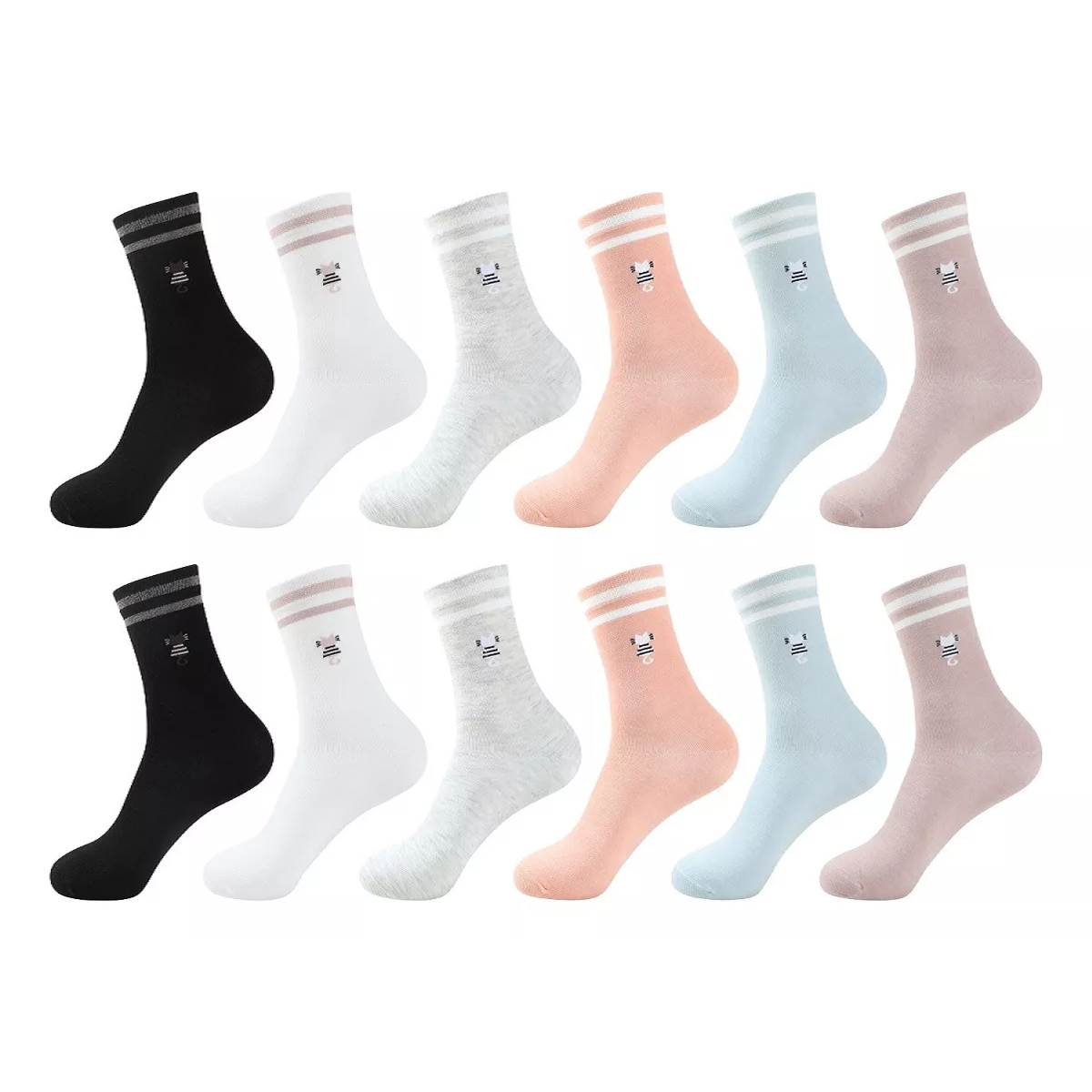 6 Pares Calcetines Largas Y Calcetas Para Mujer 6 Colores
