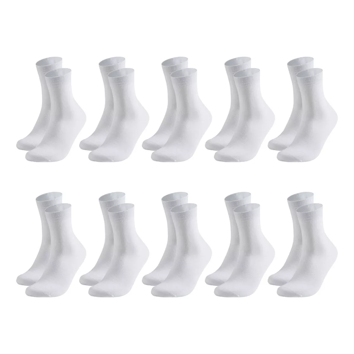 Calceta Deportiva Hombre 100% Algodón 10 Pares Blanco