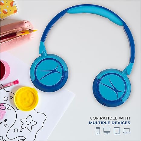 audifonos  Altec Lansing  Bluetooth 2 en 1 seguros para niños, sonido cristalino, limitación de volumen segura, diseño plegable, disfruta del audio y protege la audición de tu hijo
