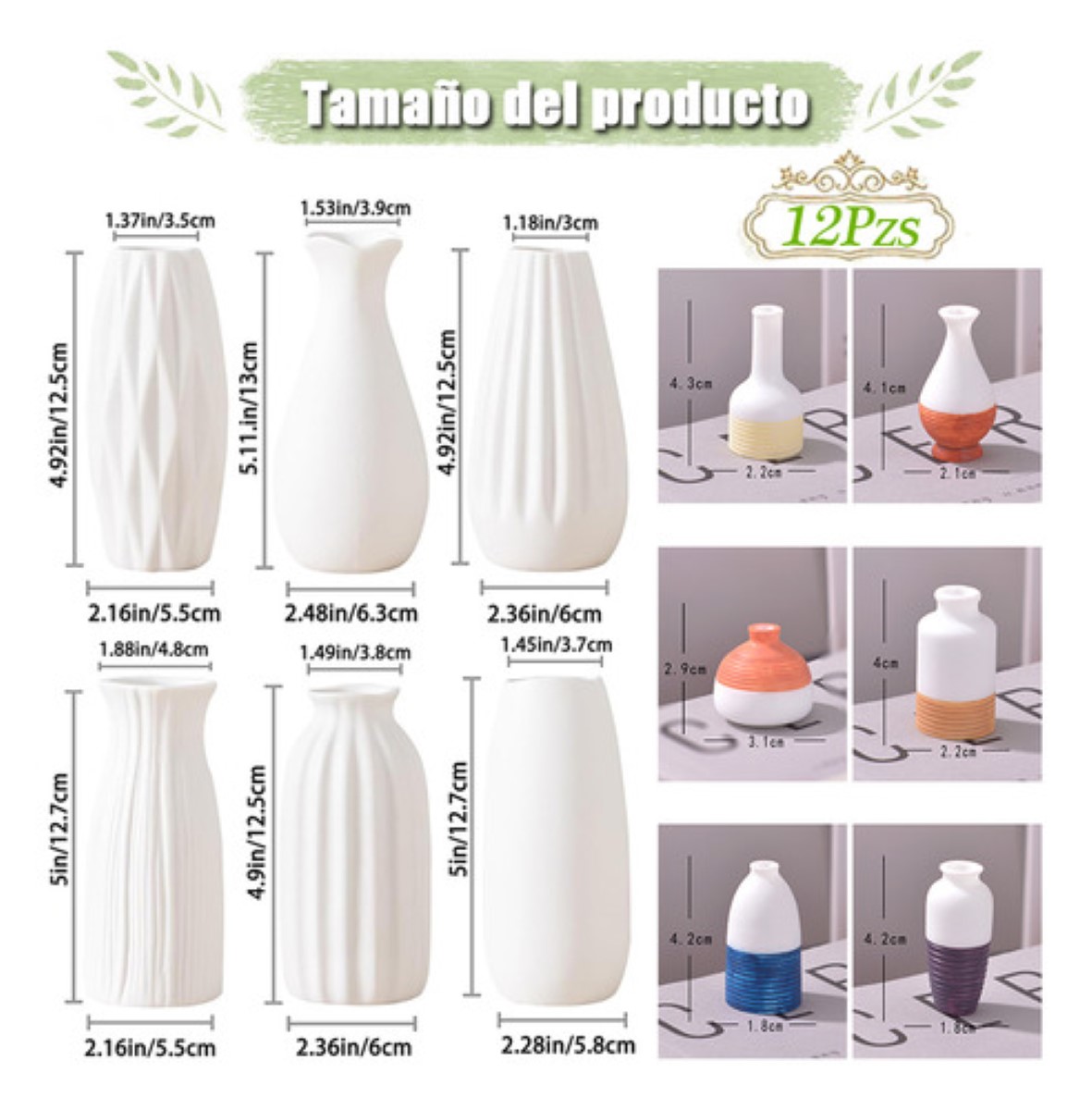 6pcs Jarrón De Cerámica Para La Decoración Moderna Del Hogar blanco
