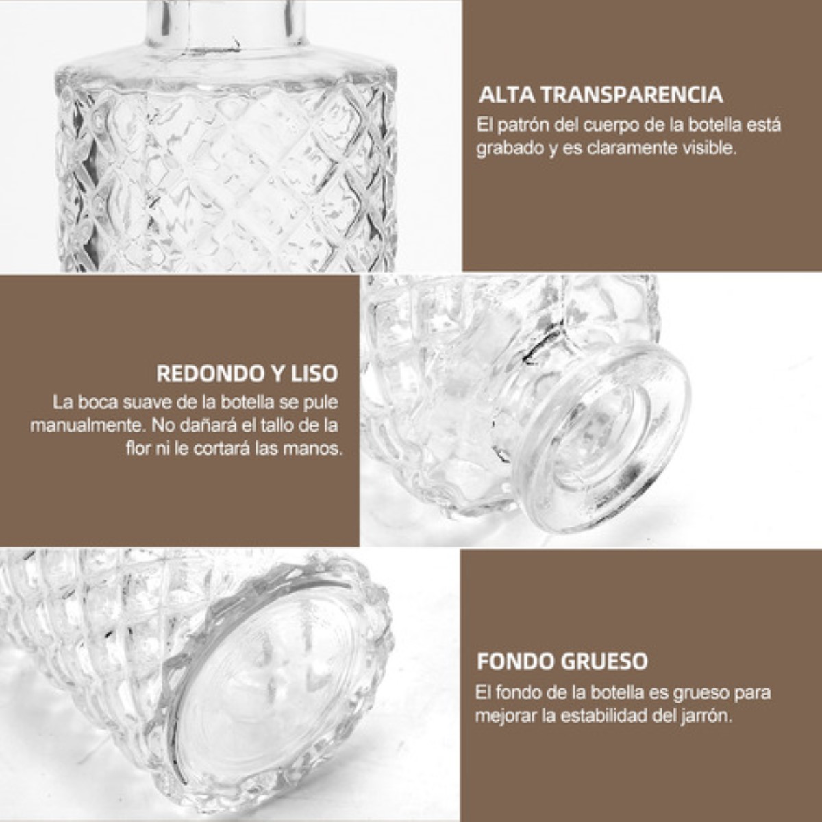 Juego De 12 Floreros Jarrones De Vidrio Cristal Transparente