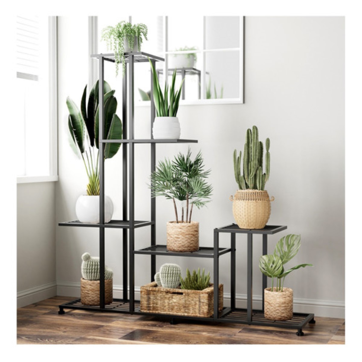 Soporte De Metal Para Plantas De 5 Niveles Soport NEGRO