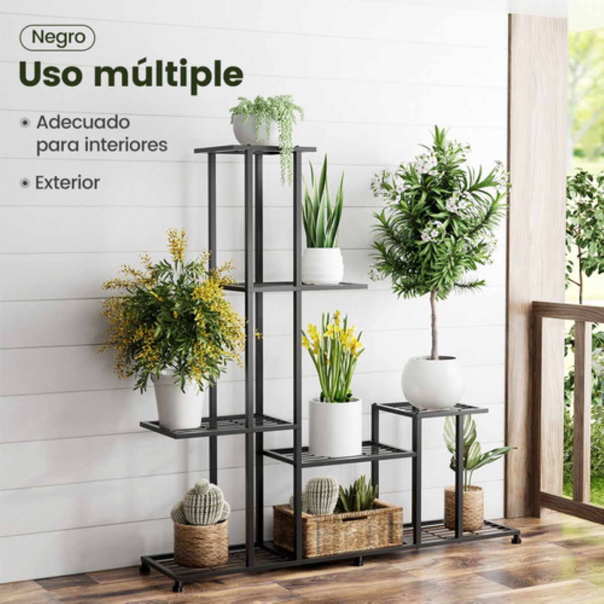 Soporte De Metal Para Plantas De 5 Niveles Soport NEGRO