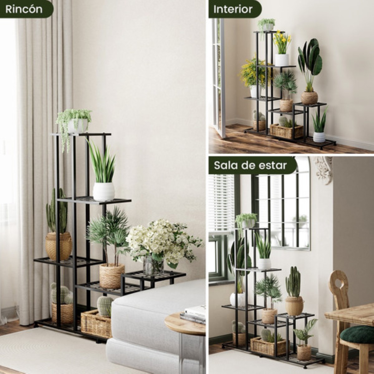 Soporte De Metal Para Plantas De 5 Niveles Soport NEGRO