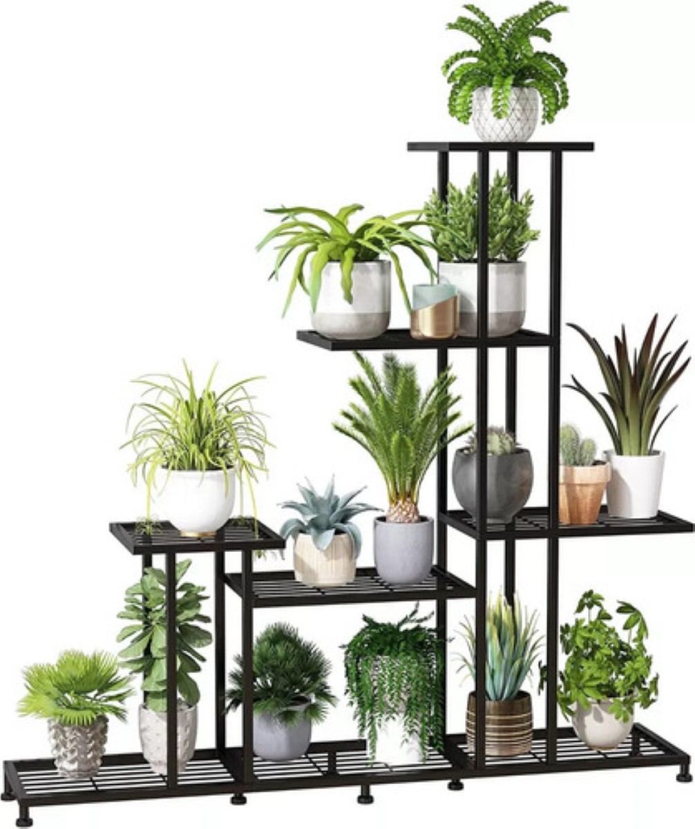 Soporte De Metal Para Plantas De 5 Niveles Soport NEGRO