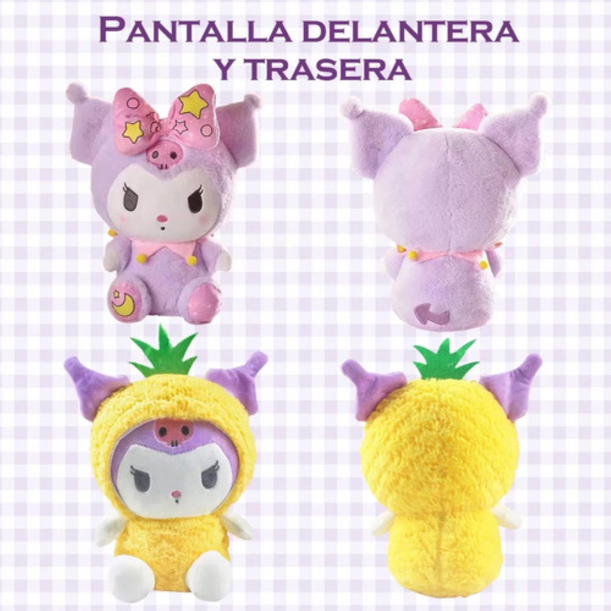 2kuromi De My Melody Adorable Muñeco Peluche Excelente Plush MORADO PIJAMA AMARILLA
