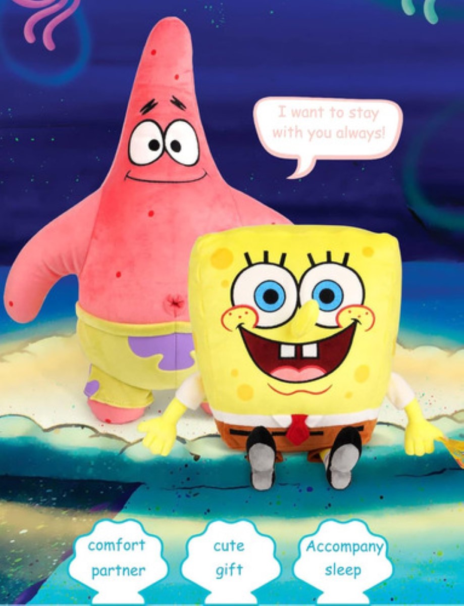 Juego De Muñecas De Peluche Bob Esponja Y Patricio 25cm ROSA AMARILLO