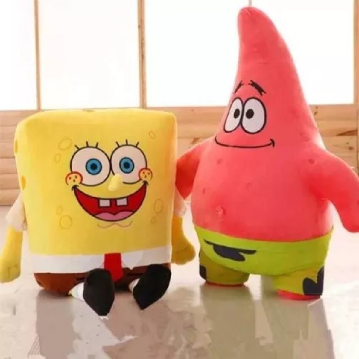 Juego De Muñecas De Peluche Bob Esponja Y Patricio 25cm ROSA AMARILLO
