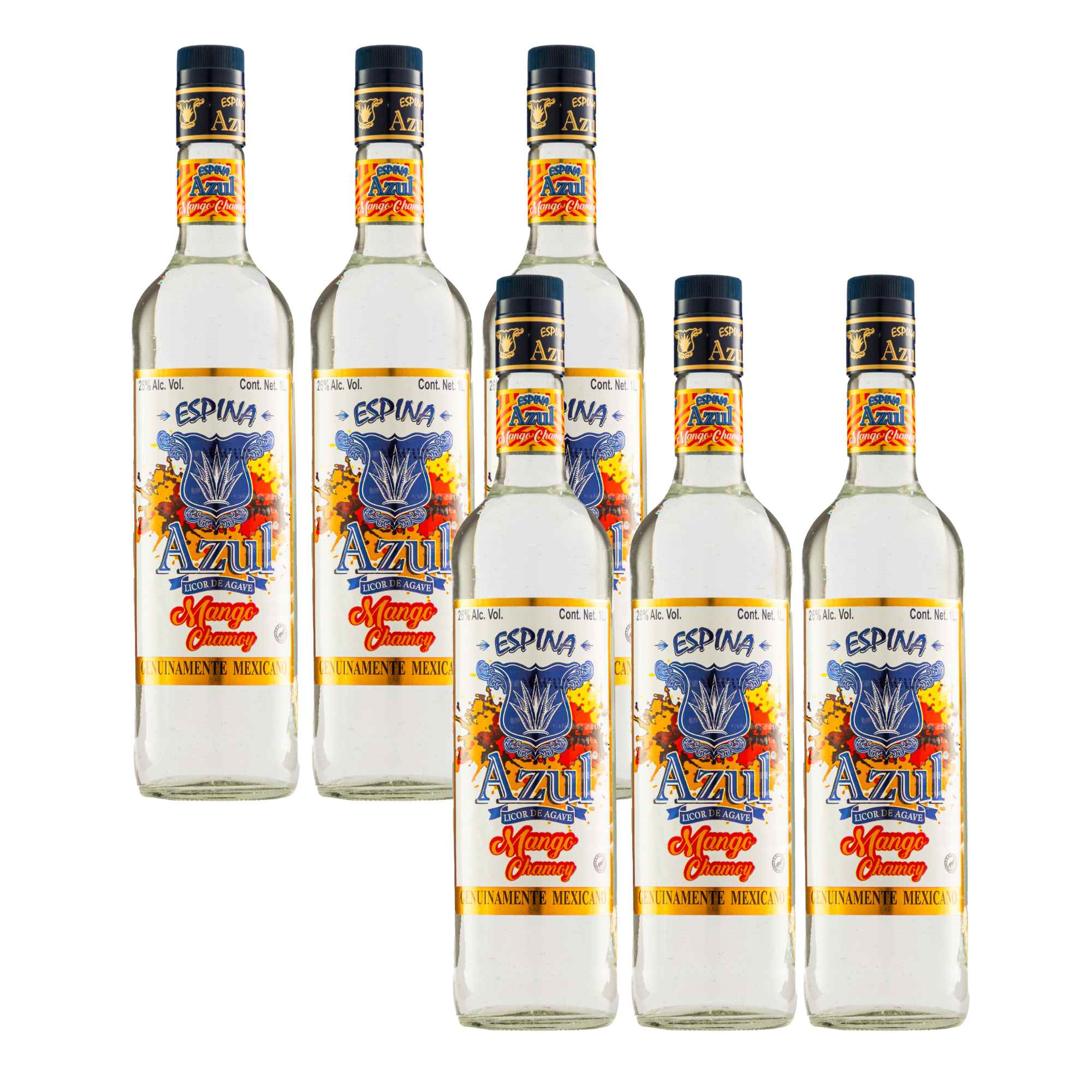 Six Pack Licor de Agave Espina Azul Mango Chamoy 1000 Ml