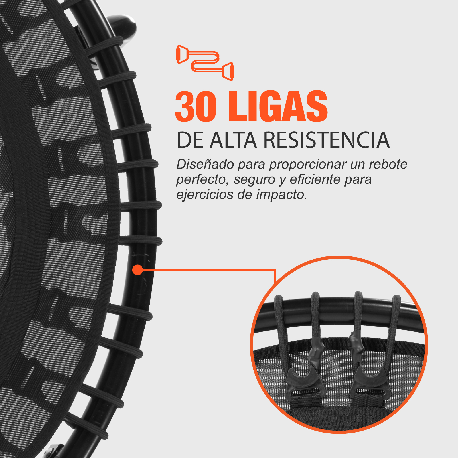 Trampolín Fitness Profesional Premium Aeróbico Compacto para Ejercicio Resistente Con 30 Ligas 150Kg Altera