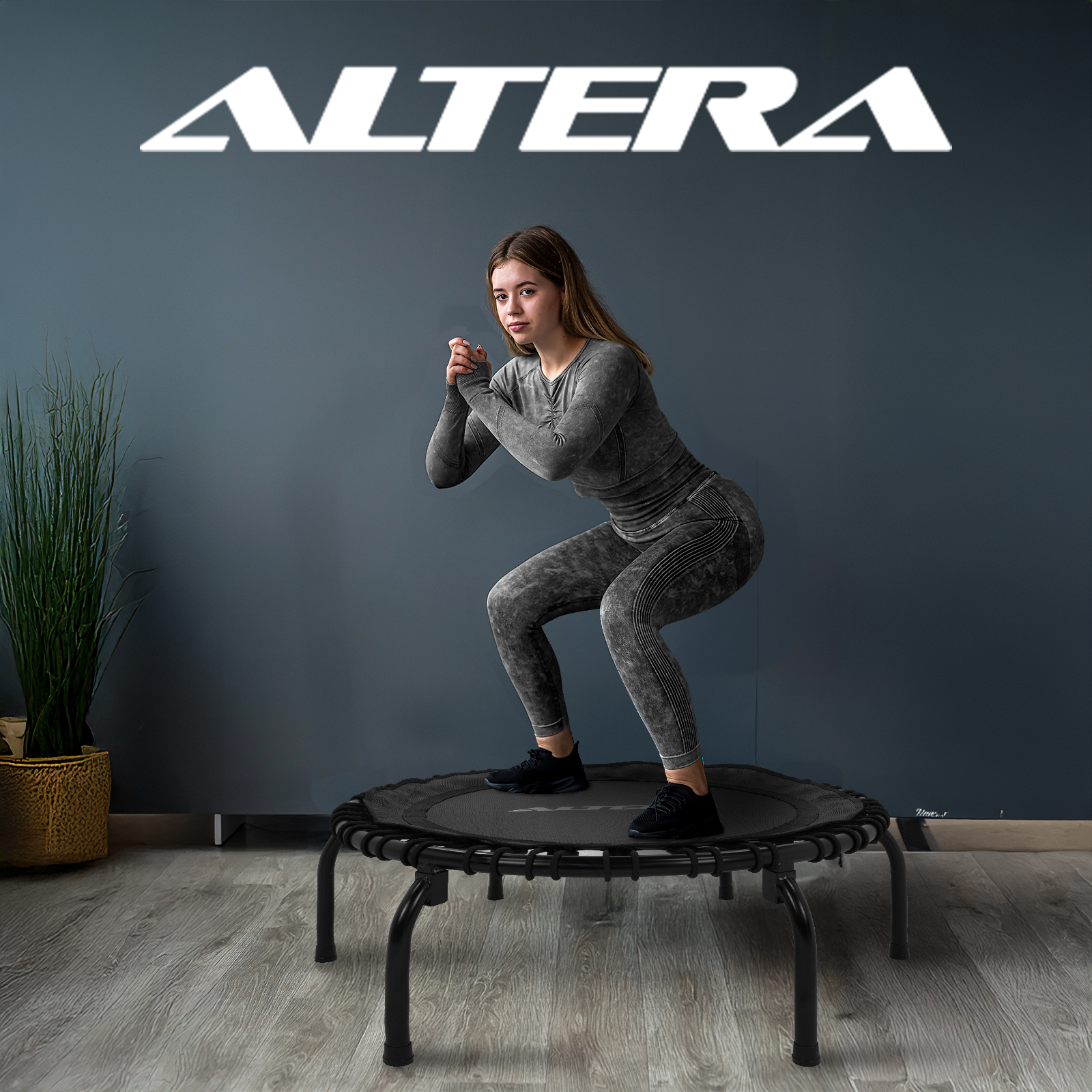 Trampolín Fitness Profesional Premium Aeróbico Compacto para Ejercicio Resistente Con 30 Ligas 150Kg Altera