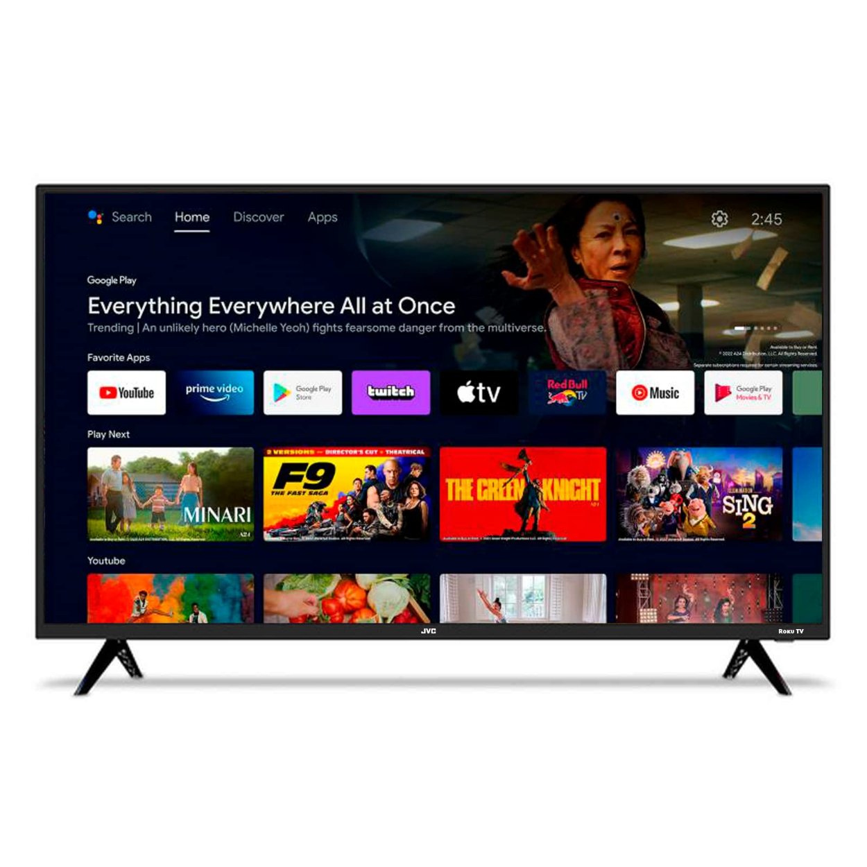 Televisión Pantalla 40 Pulgadas JVC Roku TV FHD SI40FR