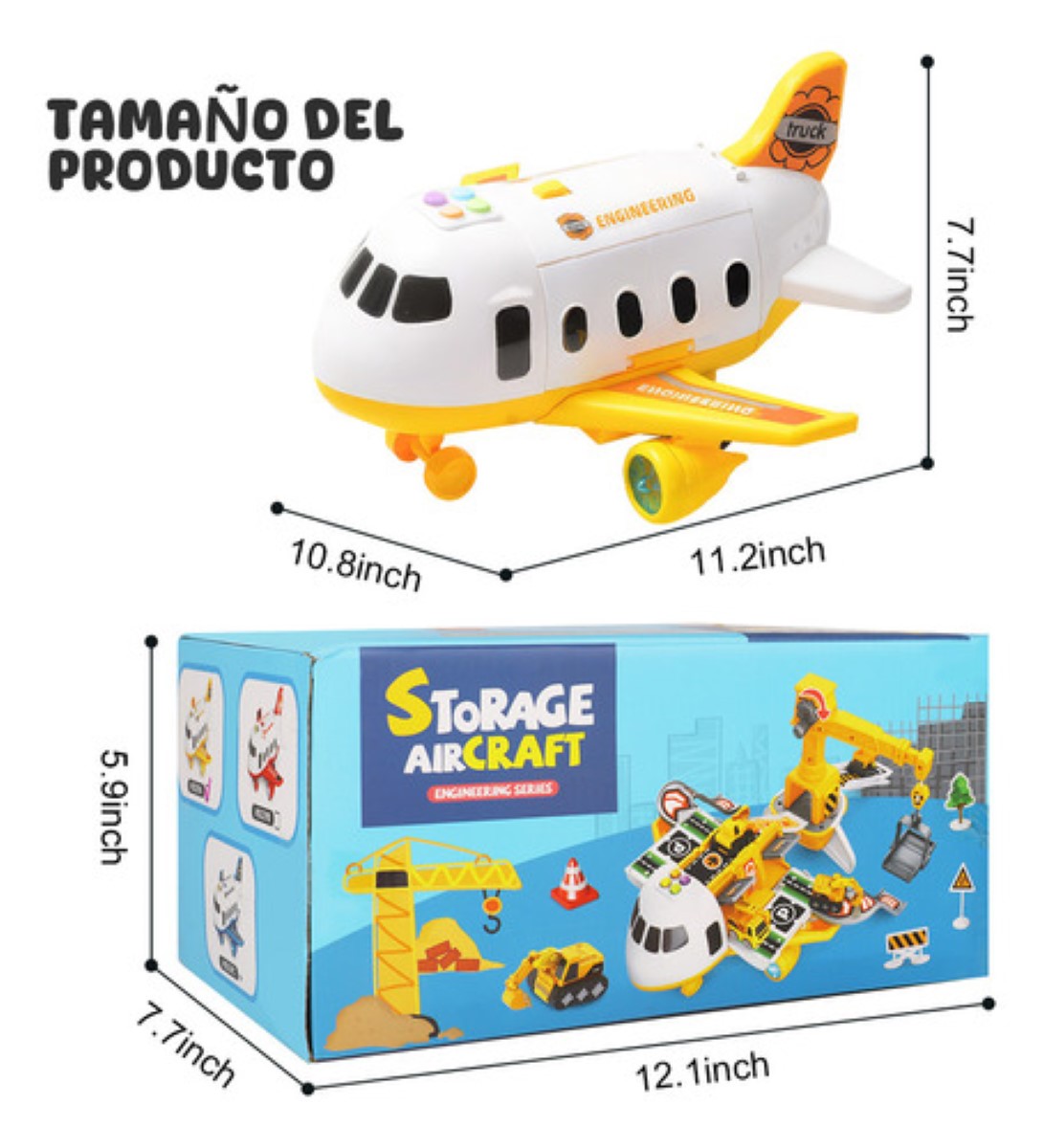 Grua De Juguete Avión Transformer 3 En 1 Con Luz Y Música AMARILLO BLANCO