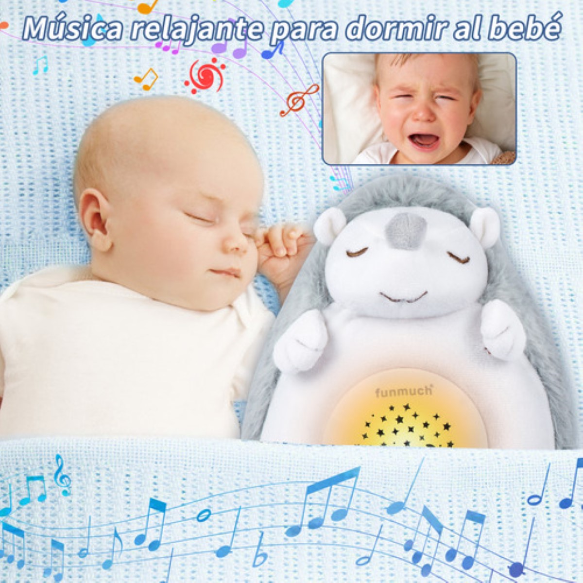 Peluche Para La Ansiedad Lovely Regalos Para Bebes Musical Y Proyección Dormir GRIS BLANCO