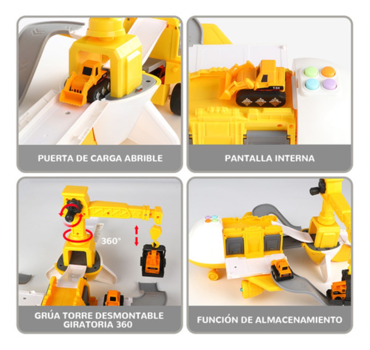 Grua De Juguete Avión Transformer 3 En 1 Con Luz Y Música AMARILLO BLANCO