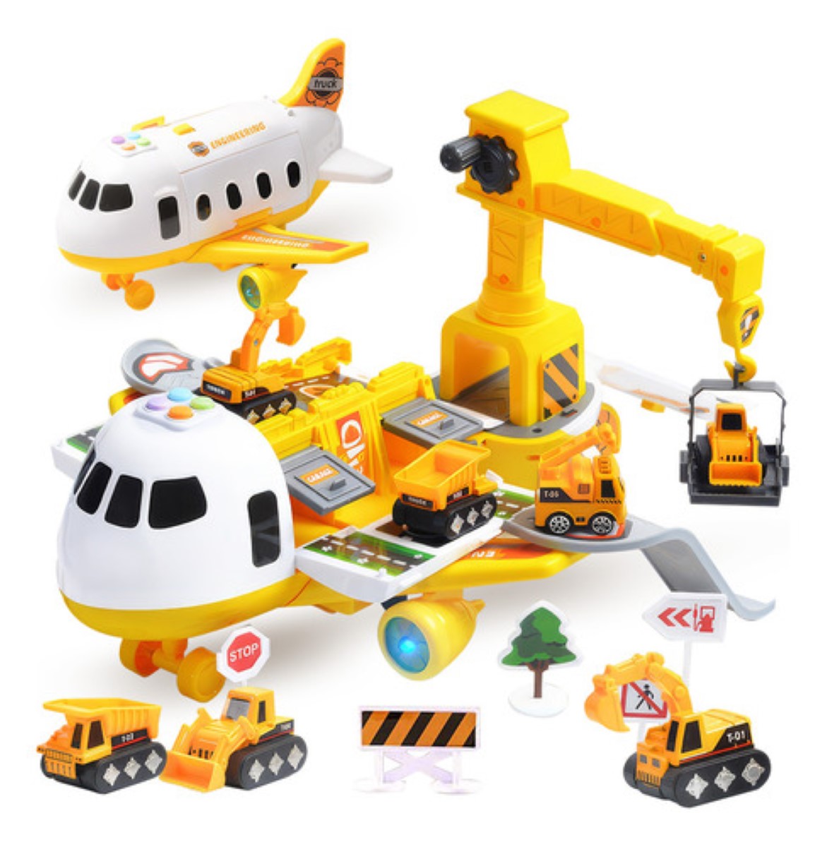 Grua De Juguete Avión Transformer 3 En 1 Con Luz Y Música AMARILLO BLANCO