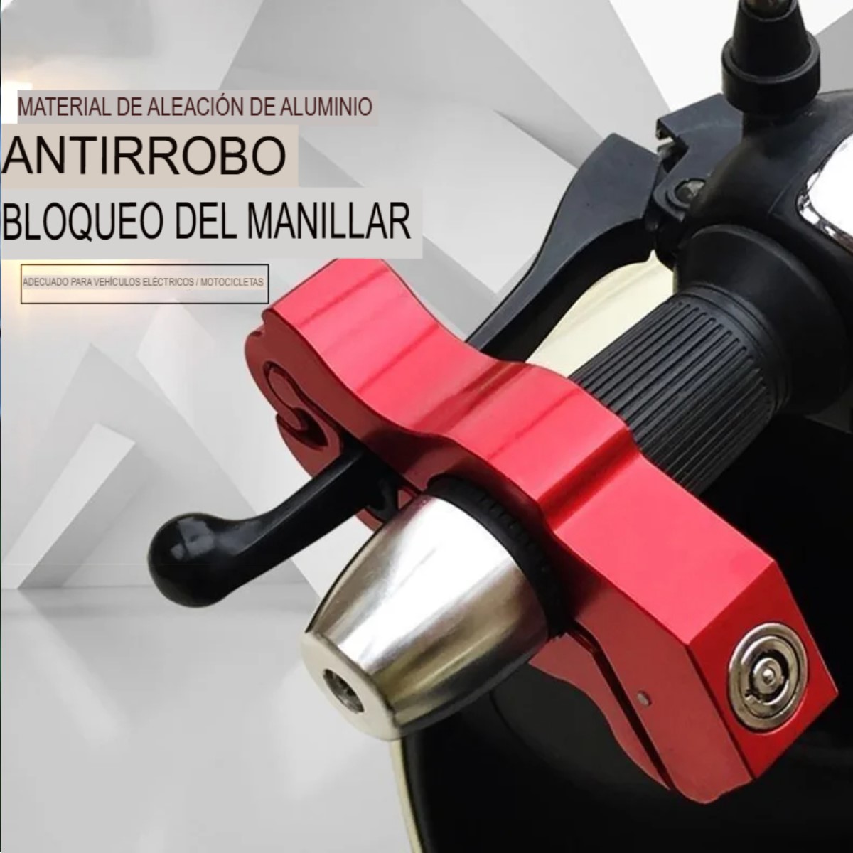 Candado manillar motocicleta freno rojo metal eléctrico bloqueo robo Bikes antirrobo portátil