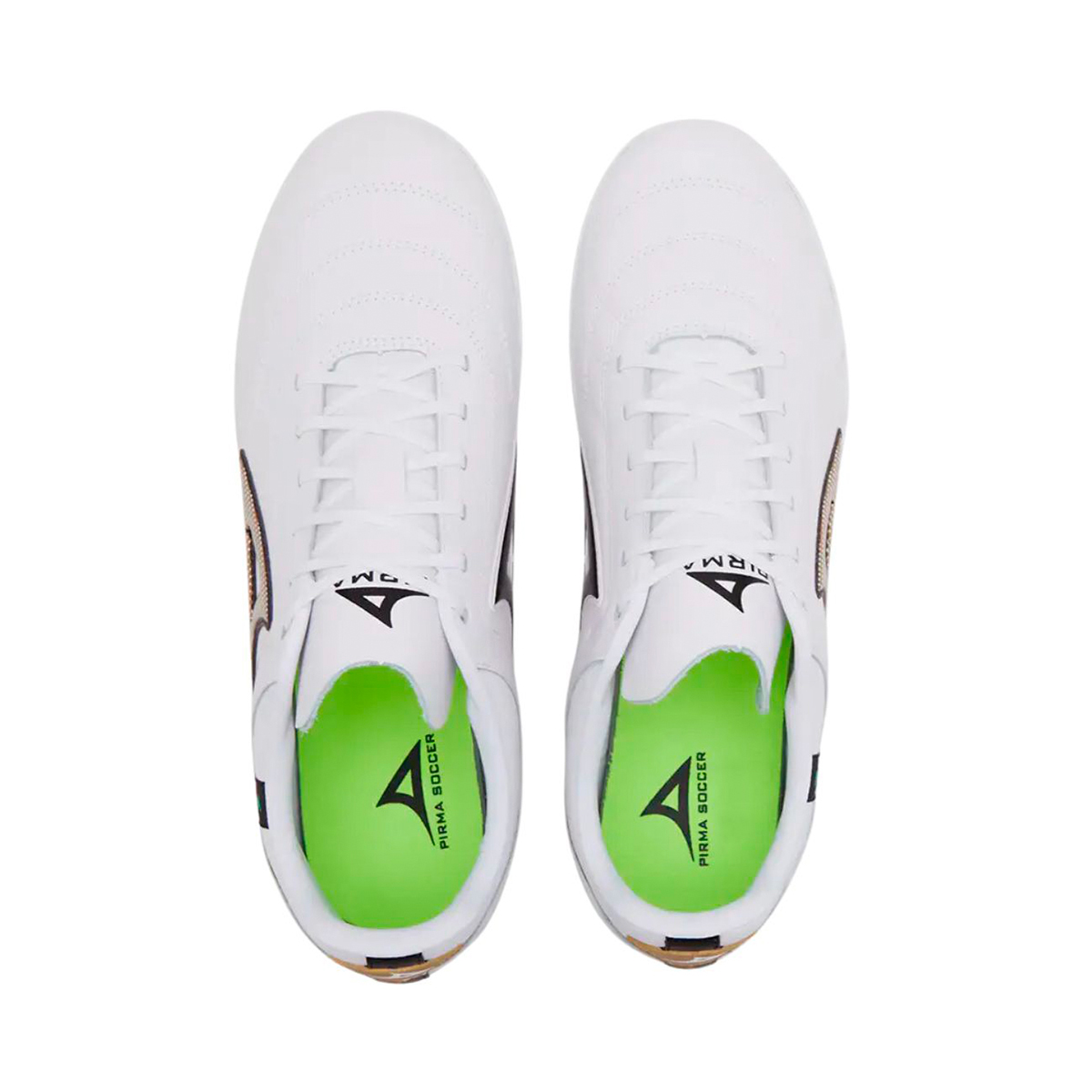 Pirma Tenis Fútbol Brasil Turf 3052 Blanco Dorado para Hombre Agarre y Confort