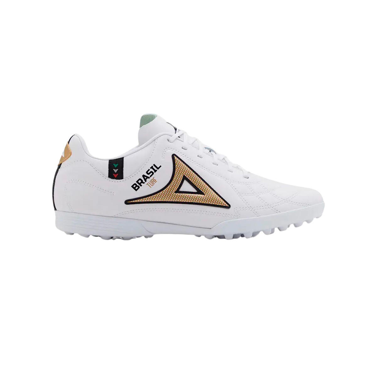 Pirma Tenis Fútbol Brasil Turf 3052 Blanco Dorado para Hombre Agarre y Confort