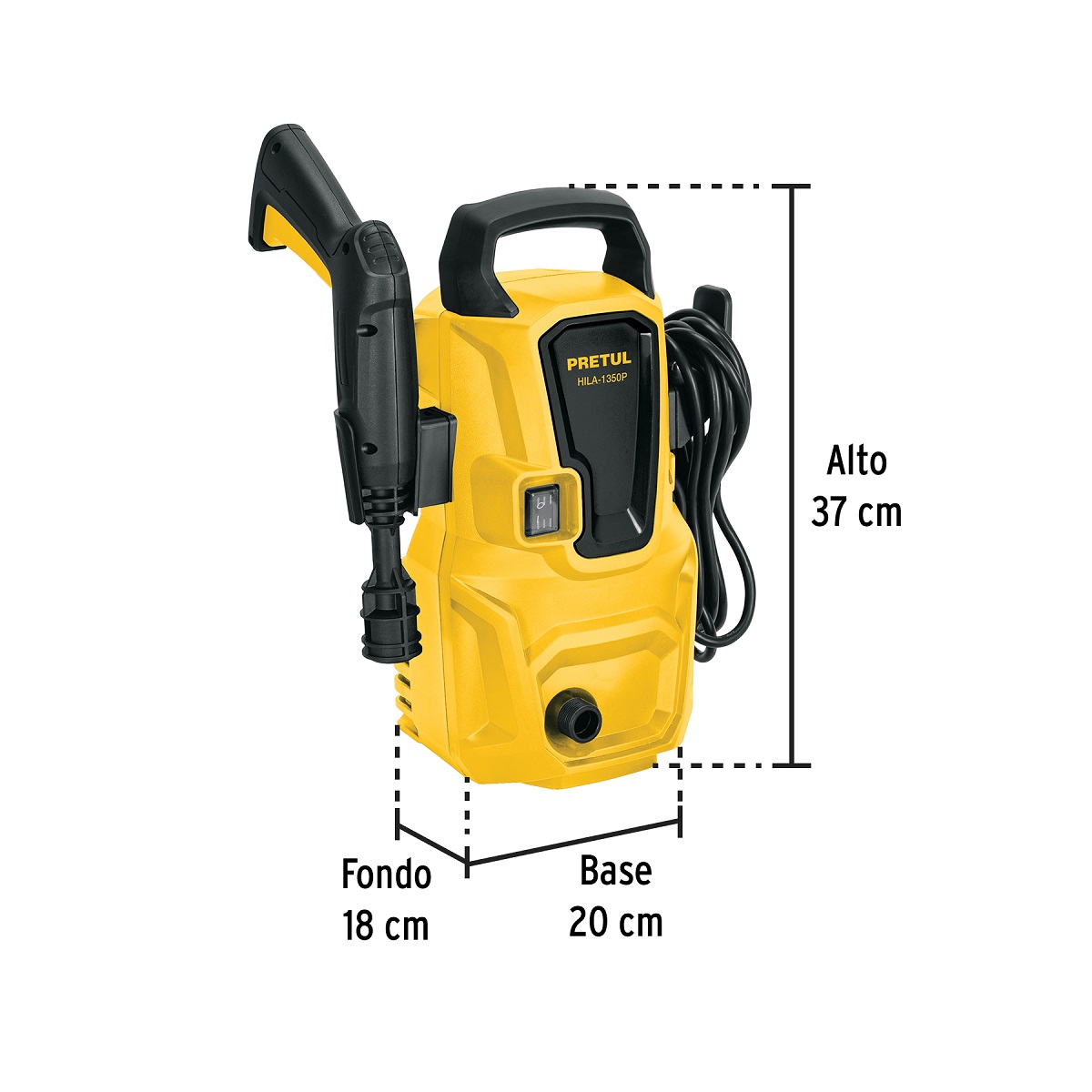 Hidrolavadora Eléctrica Pretul /Truper HILA-1350P, Motor 1.6 HP 1350 PSI ENDY5