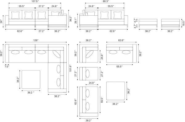 Sala Modular Exterior Corona del Mar Gris Claro - Kessa