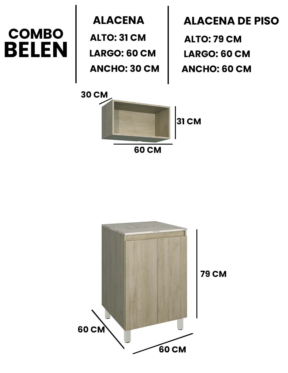 Gabinete Inferior Y Alacena BELEN Superior De Cocina