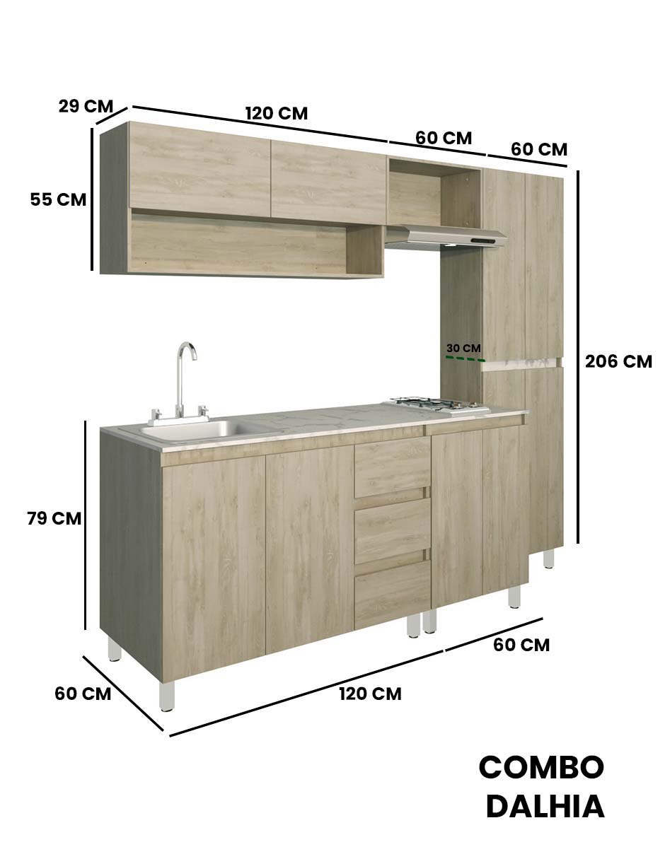 Cocina Integral Premium DALHIA Con Campana Y Parrilla