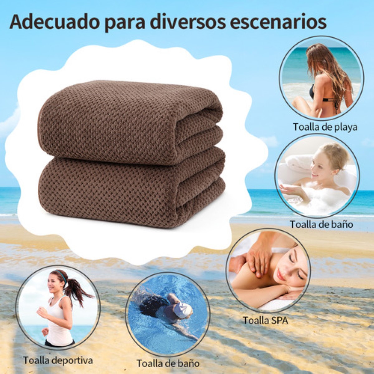 2 piezas tuallas toallas baño completo grande 70×140 cm marrón 