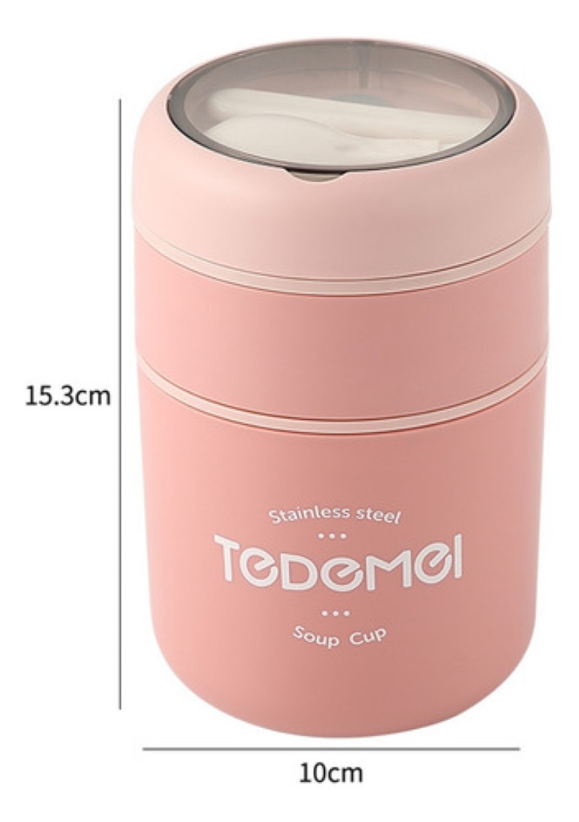 Fiambrera Aislante Acero Inoxidable 710ml De Incluye Cuchara rosa