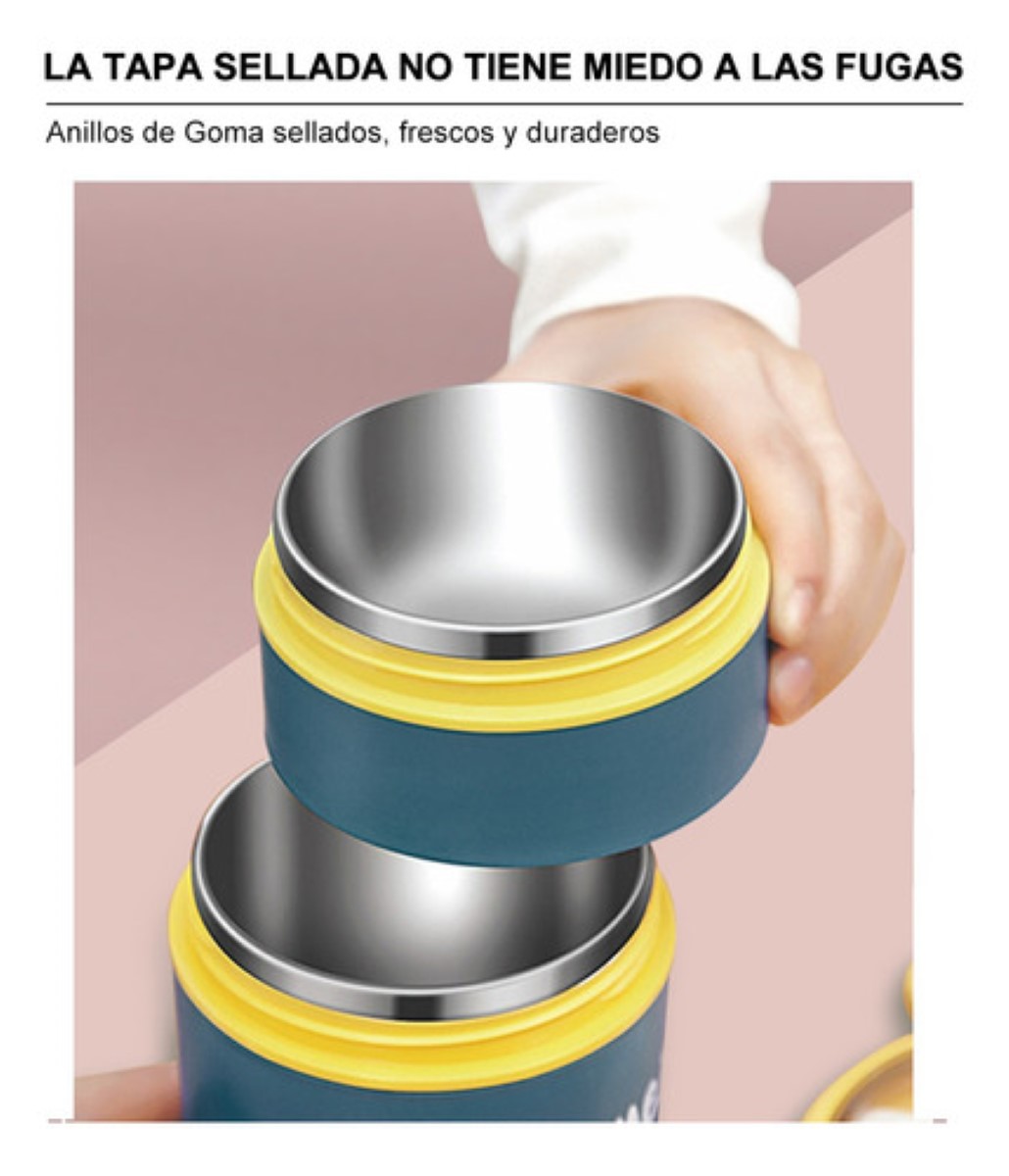 Fiambrera Aislante Acero Inoxidable 710ml De Incluye Cuchara Azul amarillo