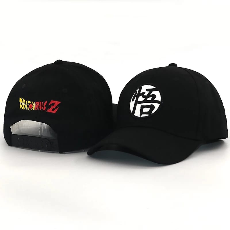  Dragon Ball Z Gorra de béisbol Simbolo de Goku de algodón para hombres y mujeres Anime Bordado Negro Ajustable 