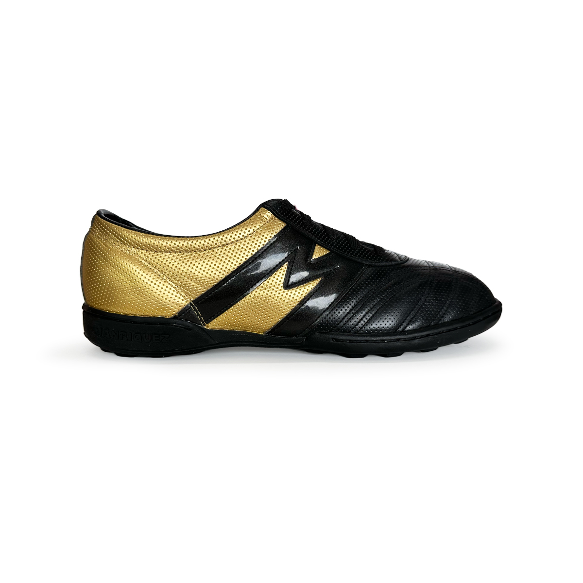 Manríquez Tenis de Fútbol Turf Negro/Oro Profesional