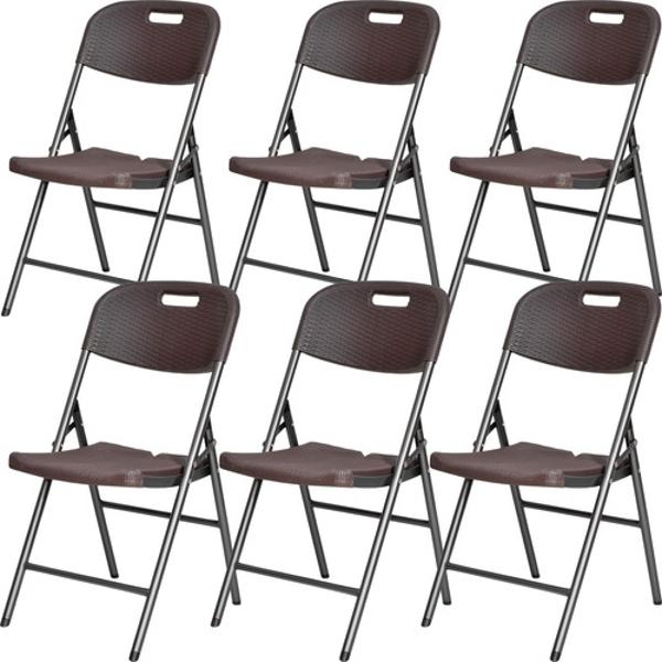 Set Kit 6 Sillas Plastico Rattan Plegables Jardin Exterior Café Jardimex
