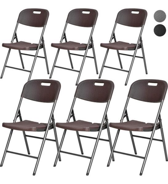 Set Kit 6 Sillas Plastico Rattan Plegables Jardin Exterior Café Jardimex
