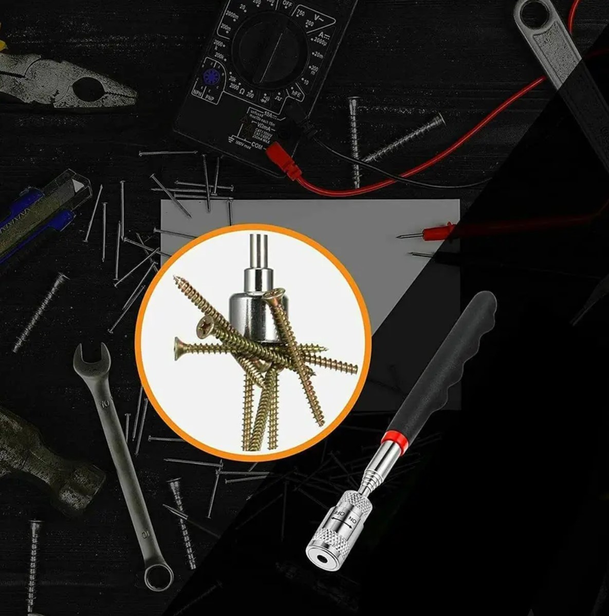 Varilla hierro magnética telescópica reparación inspección automotriz herramienta hogar tornillo