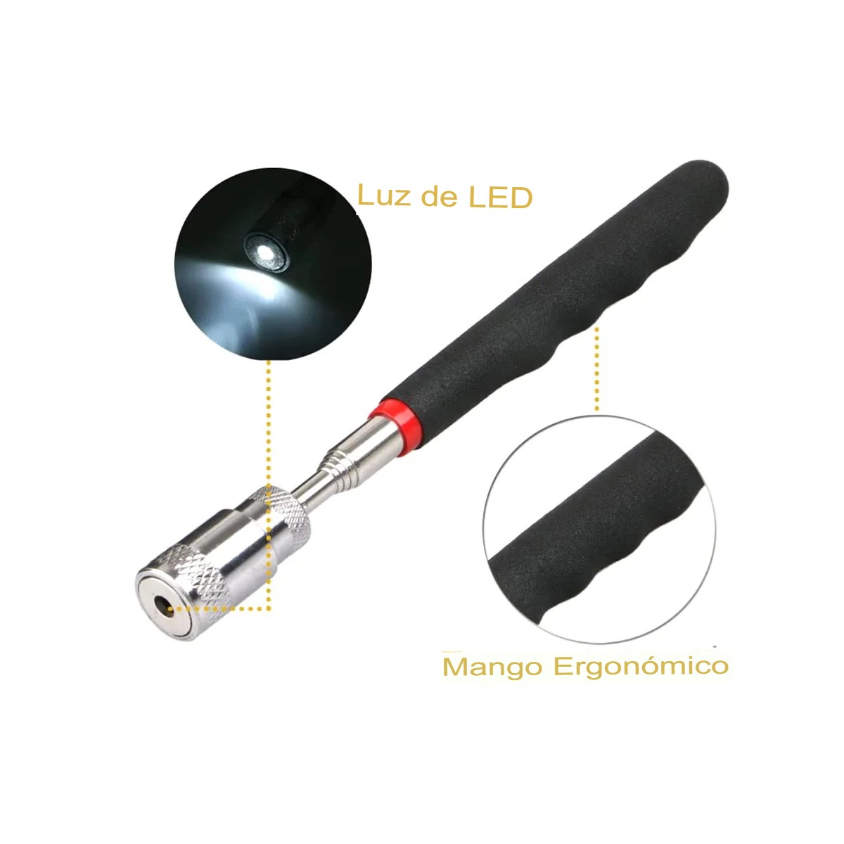 Varilla hierro magnética telescópica reparación inspección automotriz herramienta hogar tornillo