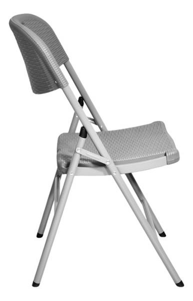 Set Kit 6 Sillas Plastico Rattan Plegables Jardin Exterior Gris Jardimex