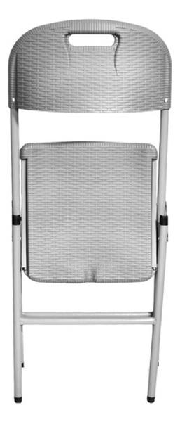 Set Kit 6 Sillas Plastico Rattan Plegables Jardin Exterior Gris Jardimex