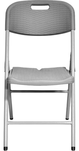 Set Kit 6 Sillas Plastico Rattan Plegables Jardin Exterior Gris Jardimex