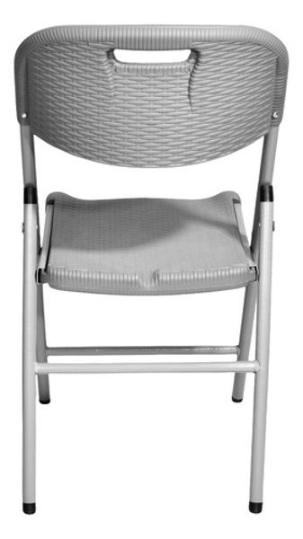 Set Kit 6 Sillas Plastico Rattan Plegables Jardin Exterior Gris Jardimex