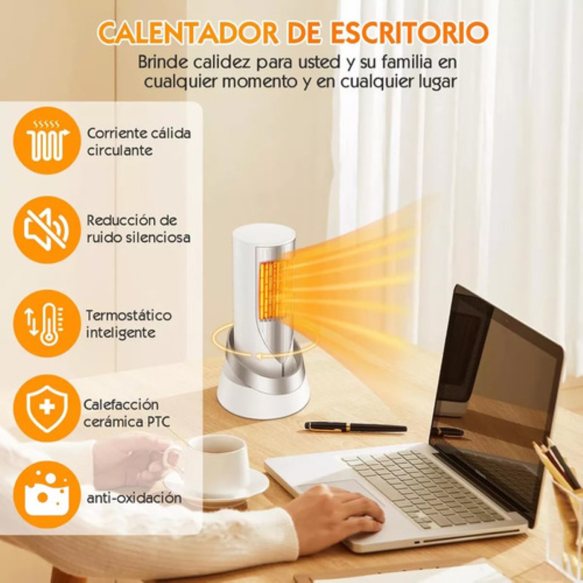 Calentador Eléctrico De Aire Calefacción Cerámica 2 Modos BLANCO