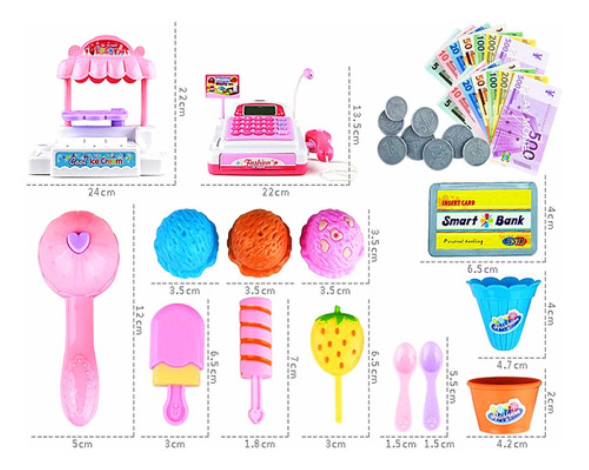 Juego De Juguete De Caja Registradora De Helado rosa