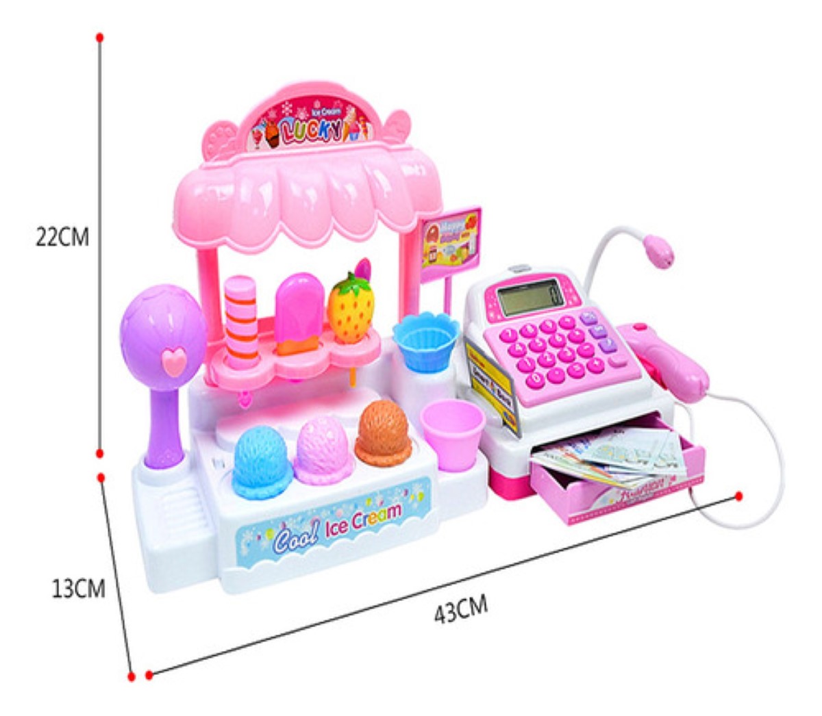 Juego De Juguete De Caja Registradora De Helado rosa