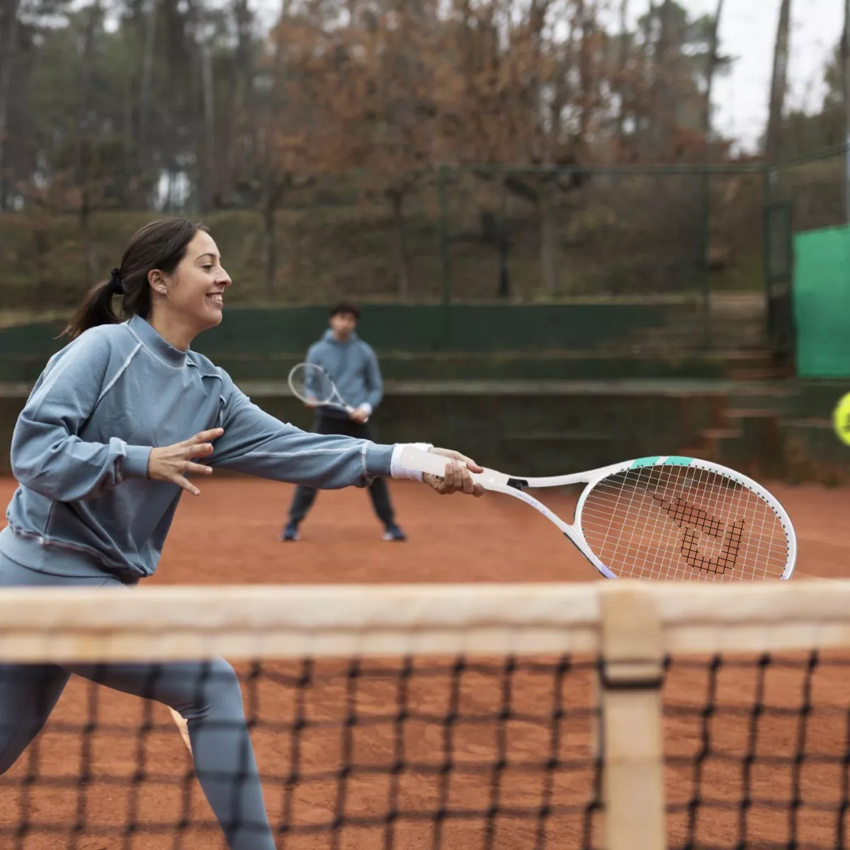 Raquetas De Tenis Juego 27" Para Adultos Con Bolsa Color Azul Y Blanco