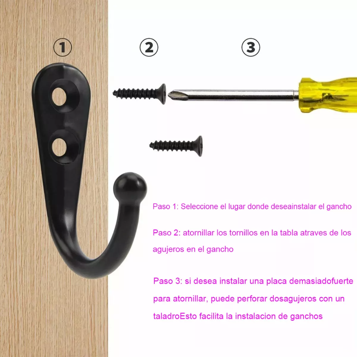 50 Pcs Gancho Perchero Colgador Pared Organizador