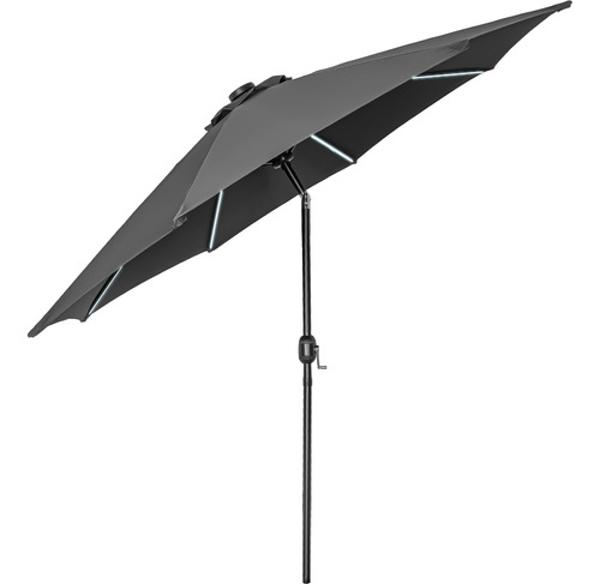 Sombrilla 2.63m Luz Led Jardin Exterior Patio Playa Terraza Gris Jardimex