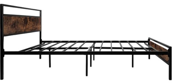 Base Cama Matrimonial Country Tipo Madera Moderna Metal Houzer