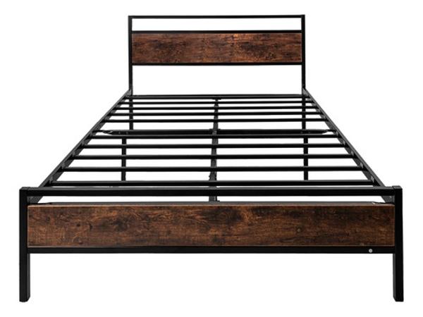 Base Cama Matrimonial Country Tipo Madera Moderna Metal Houzer